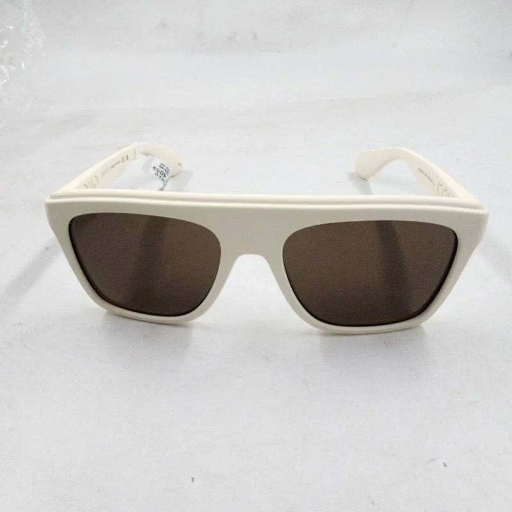 Gucci Logo-Cutout Acetate Rectangle Sunglasses Men's Matte Solid White